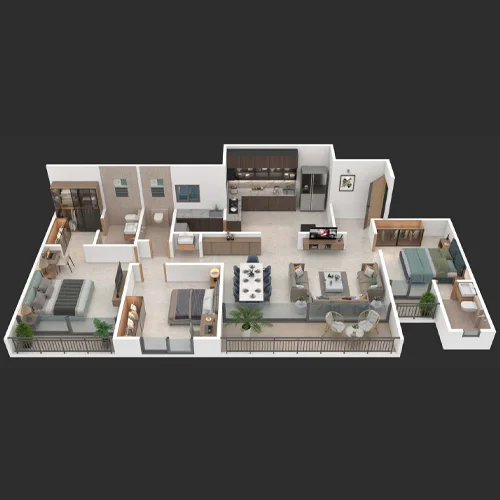 Santiago Skyworld Moshi 3 BHK Floor Plan Image